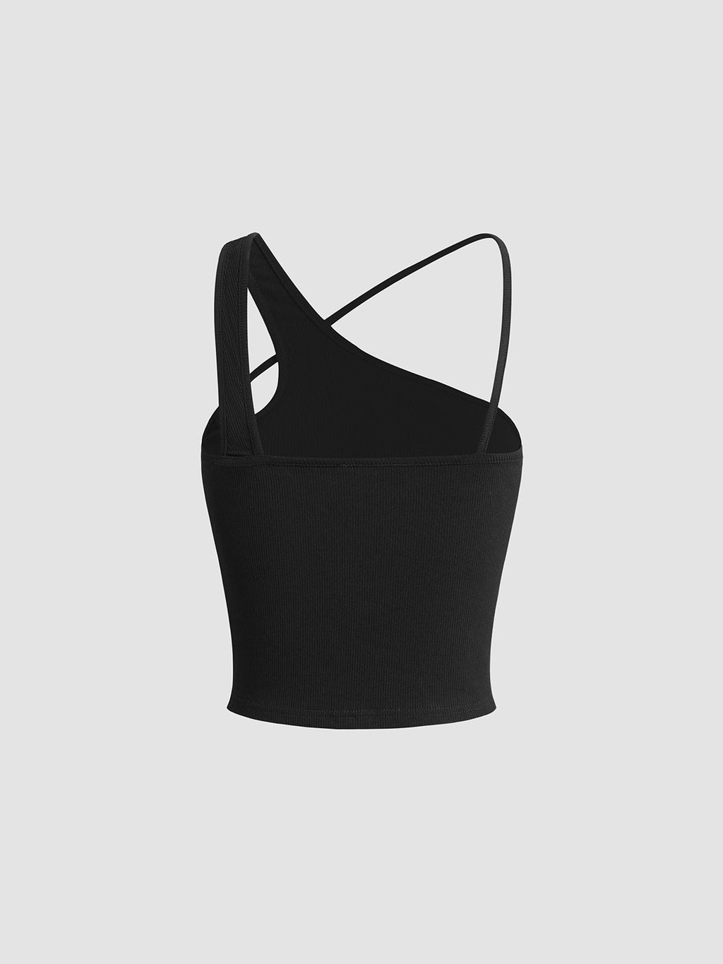 Asymmetric Black Halter Tank Top