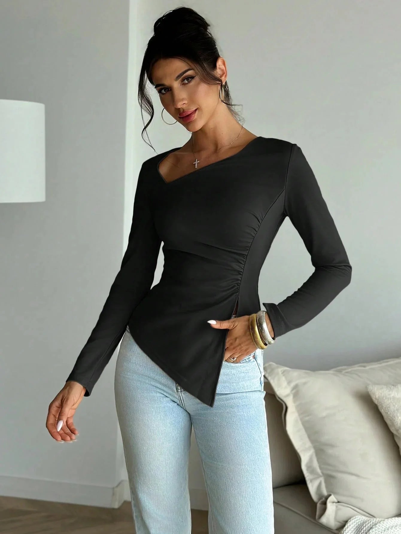 Asymmetric Long Sleeve Top