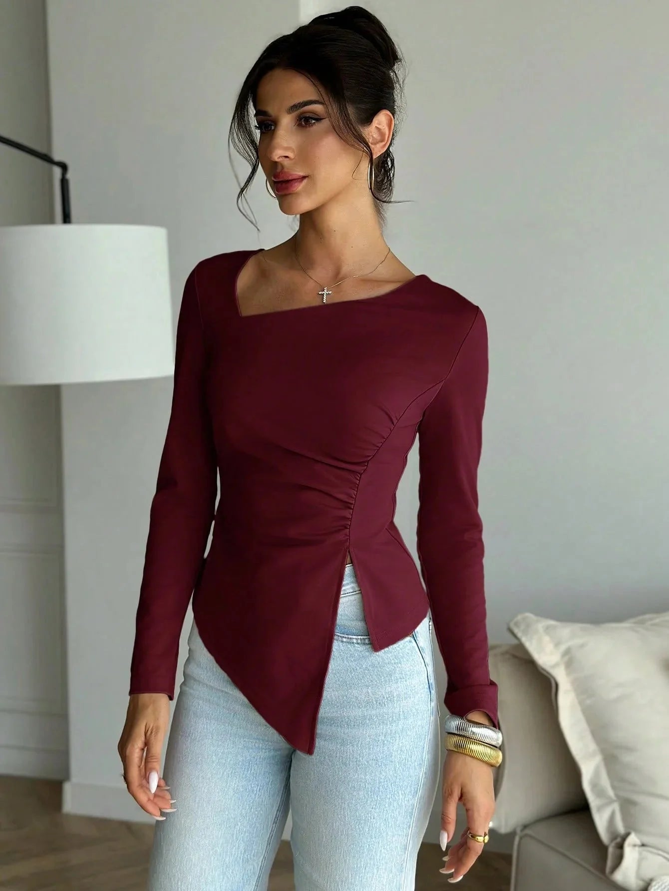 Asymmetric Long Sleeve Top