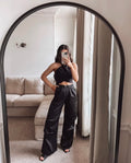 Backless Halter Corset Crop Top
