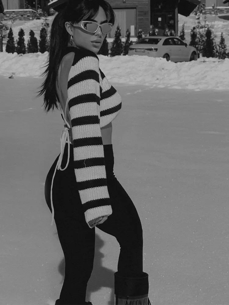 Backless Knit Crop Top