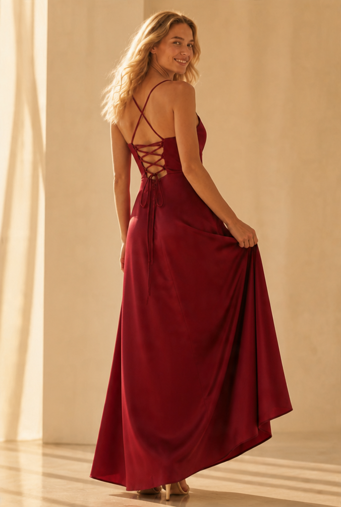 Lace-Up Backless Maxi Dress