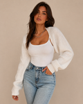 Cropped Open Front Knit Cardigan