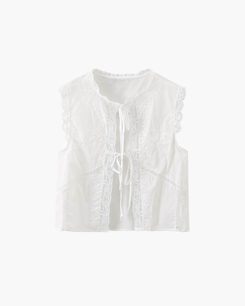 Blouse with Embroidered Lace Trim