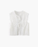 Blouse with Embroidered Lace Trim