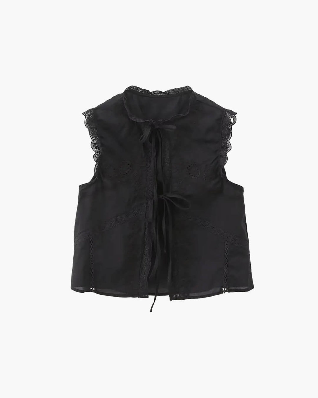 Blouse with Embroidered Lace Trim