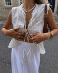 Blouse with Embroidered Lace Trim