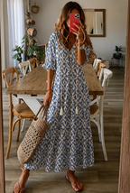 Floral V-Neck Flowy Maxi Dress