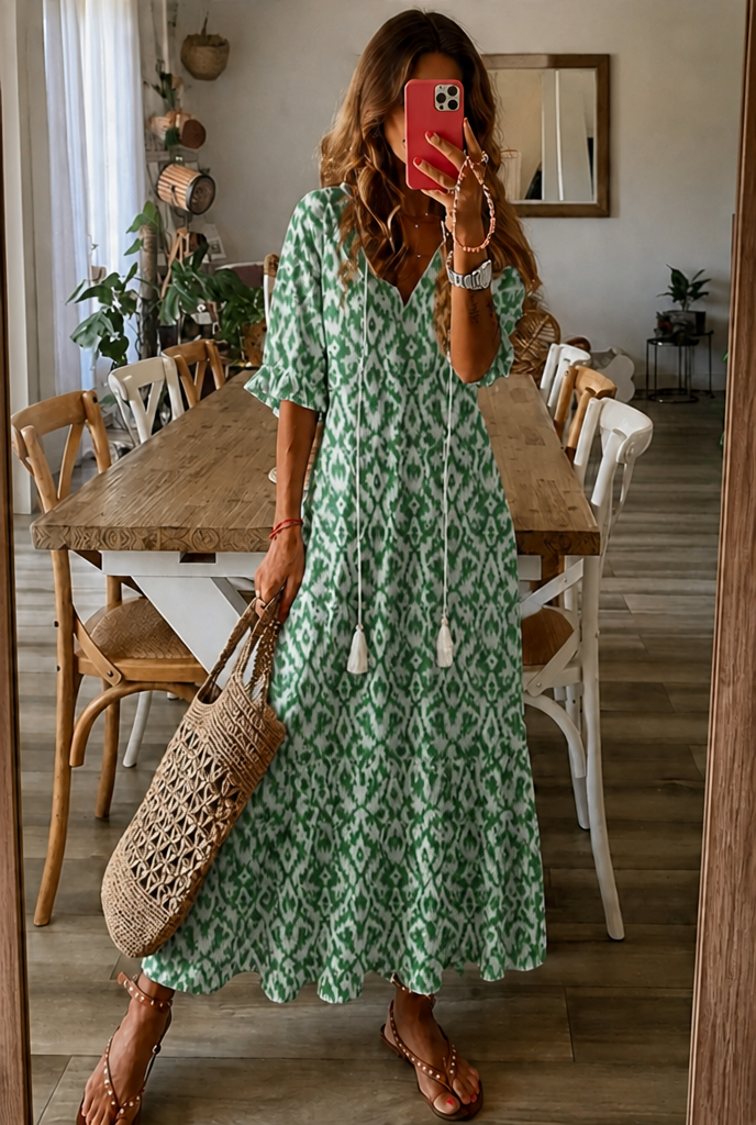 Floral V-Neck Flowy Maxi Dress