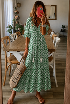 Floral V-Neck Flowy Maxi Dress