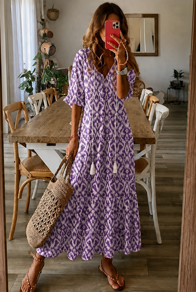 Floral V-Neck Flowy Maxi Dress