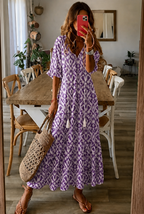 Floral V-Neck Flowy Maxi Dress