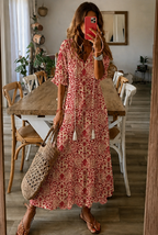 Floral V-Neck Flowy Maxi Dress