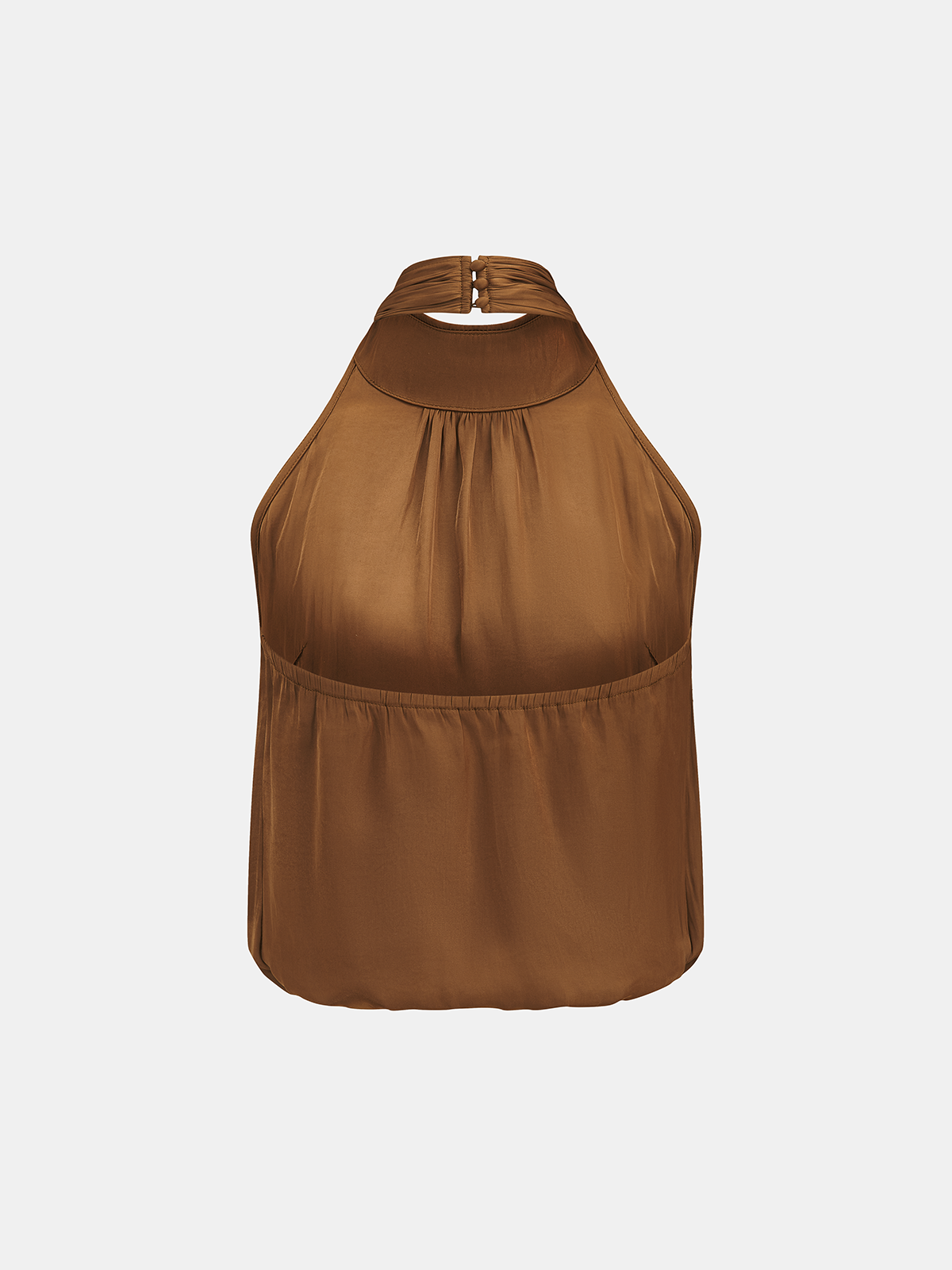 Satin Halter Draped Sleeveless Blouse