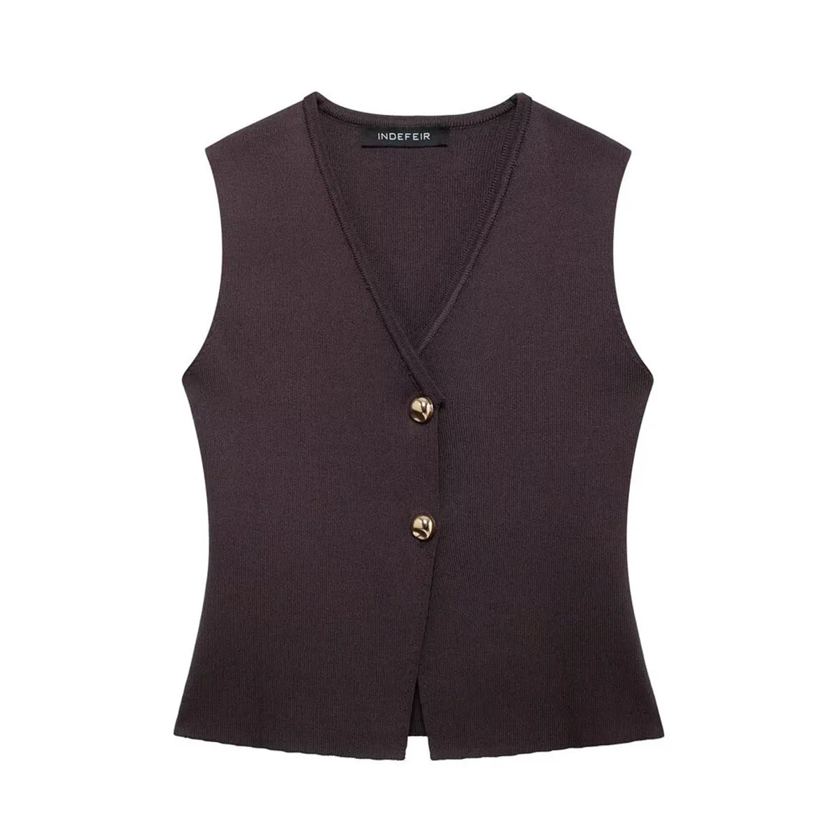 Brown Spliced Pleated Skirt and Vest Co-ord Set