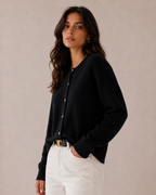 Cashmere Button Front Fitted Cardigan