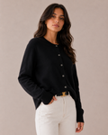 Cashmere Button Front Fitted Cardigan