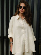 Cotton Button Down Shirt and Shorts Co-ord Set