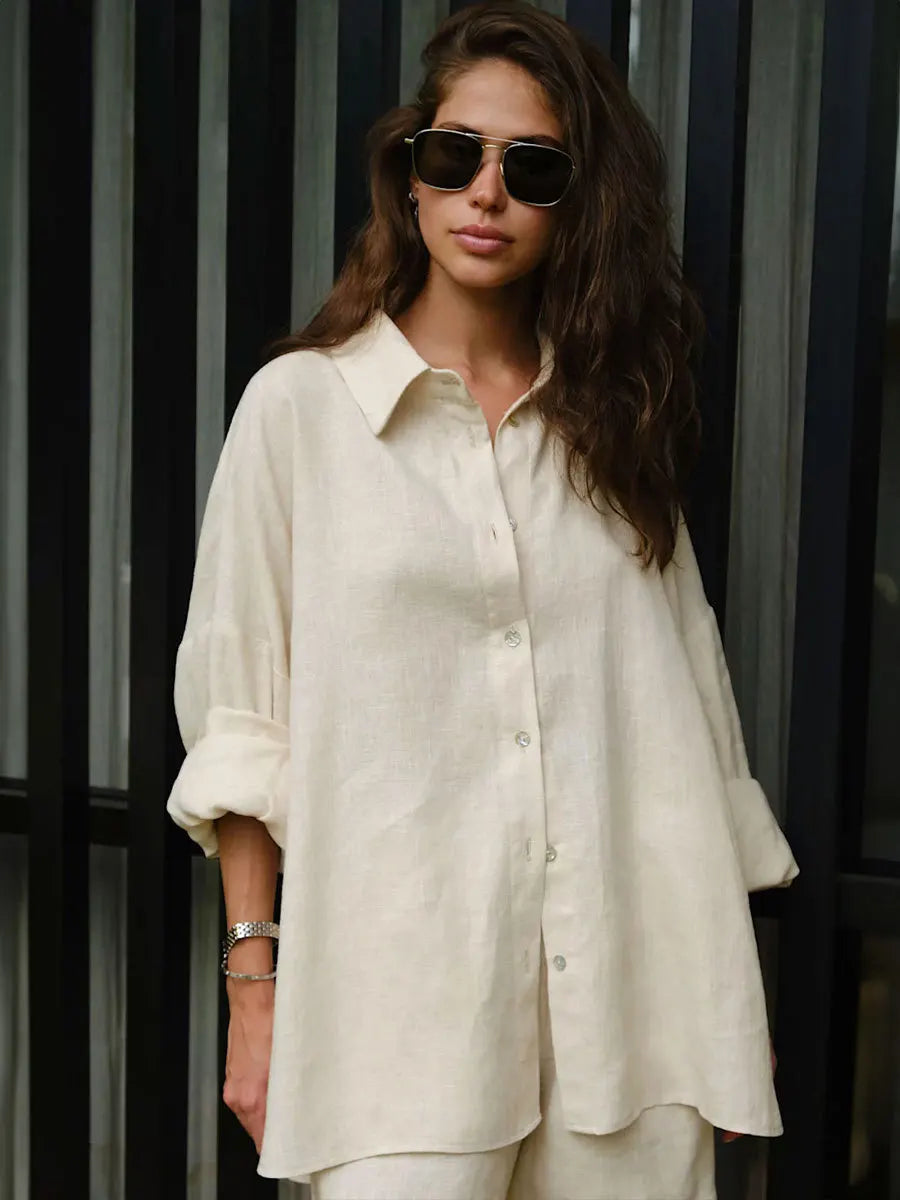 Cotton Button Down Shirt and Shorts Co-ord Set