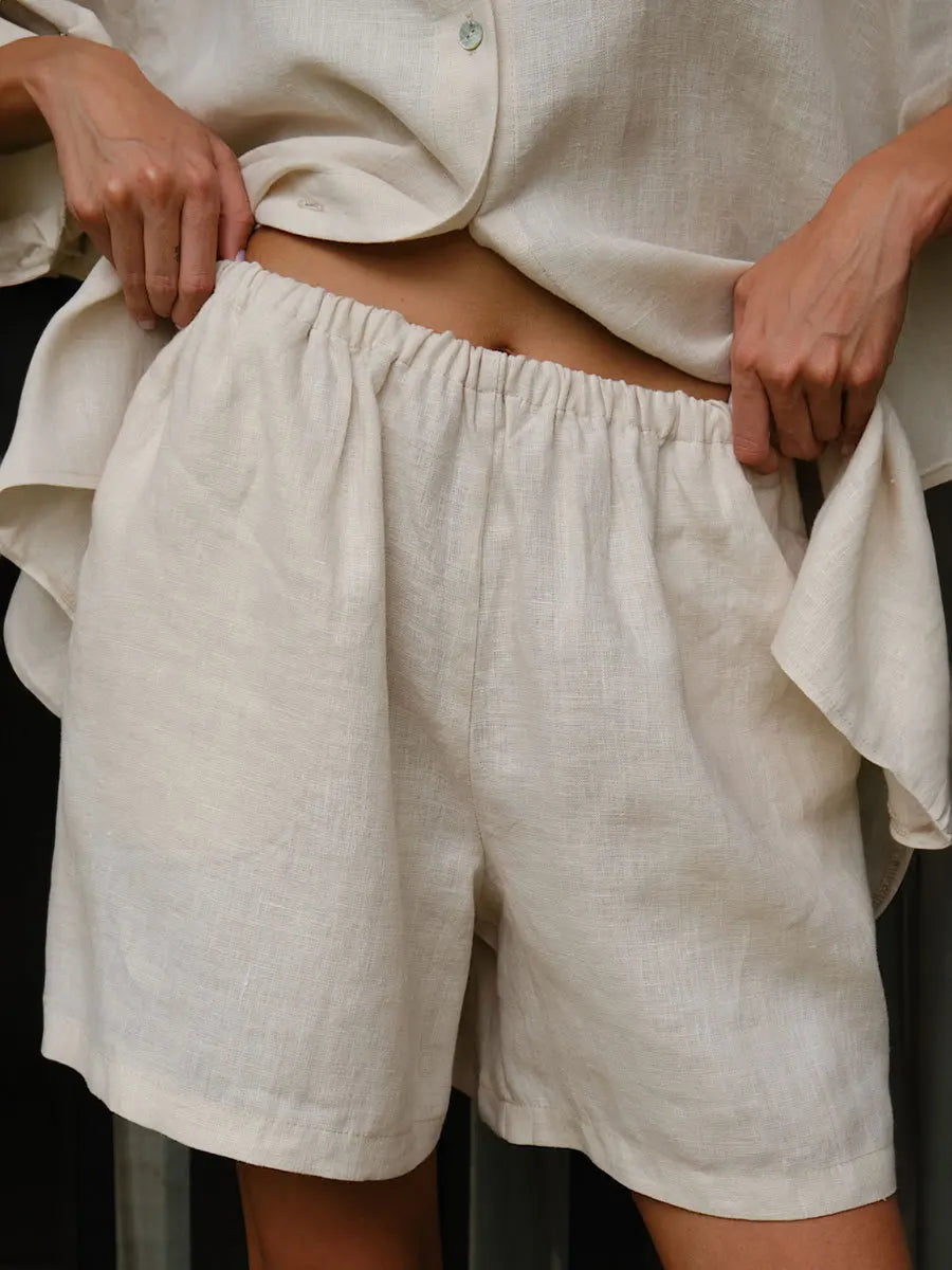 Cotton Button Down Shirt and Shorts Co-ord Set