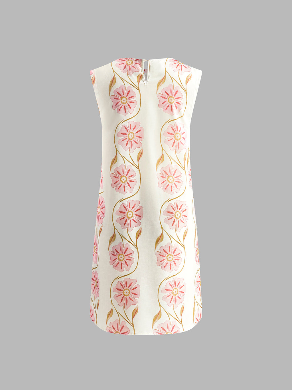 Crew Neck Floral Printed Mini Dress