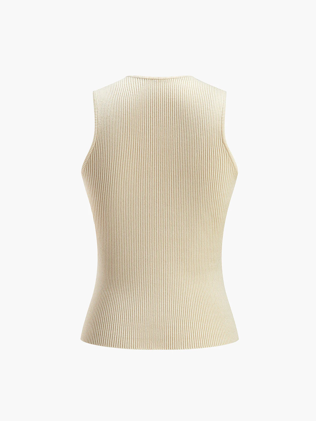 Crew Neck Sculpted Seam Ribbed Knit Tank Top