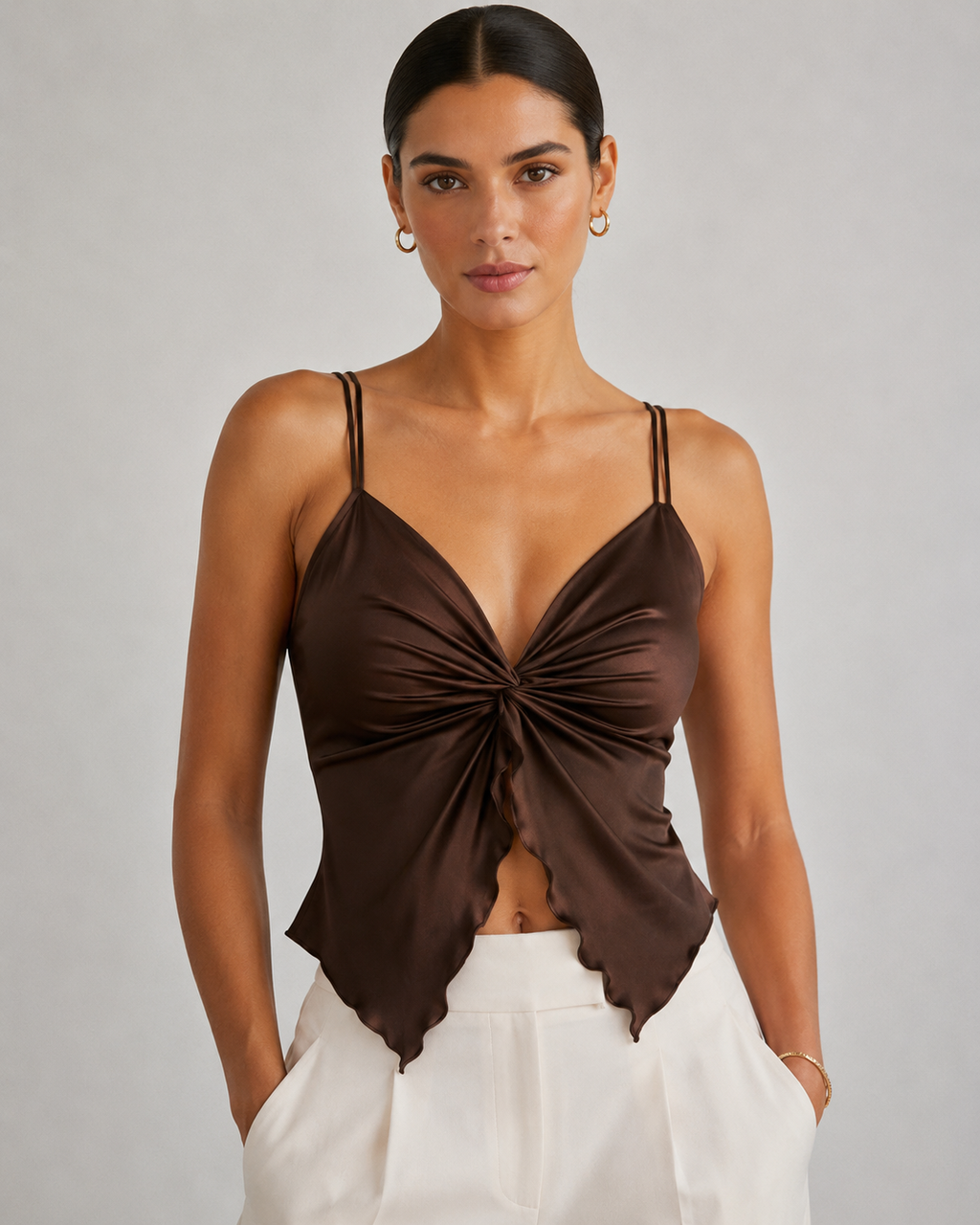 Crisscross Twist Front Backless Sleeveless Crop Top