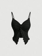 Crisscross Twist Front Backless Sleeveless Crop Top