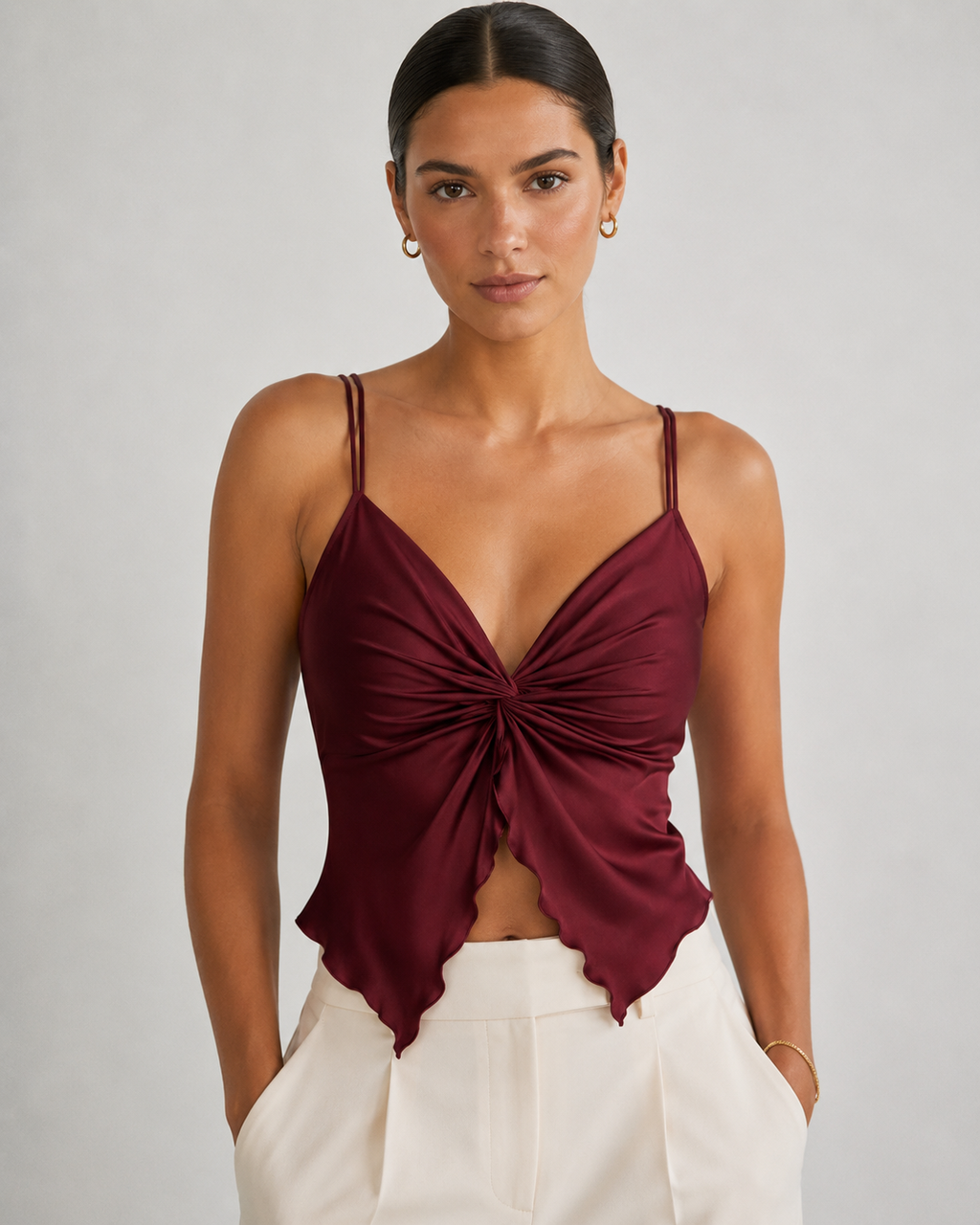 Crisscross Twist Front Backless Sleeveless Crop Top