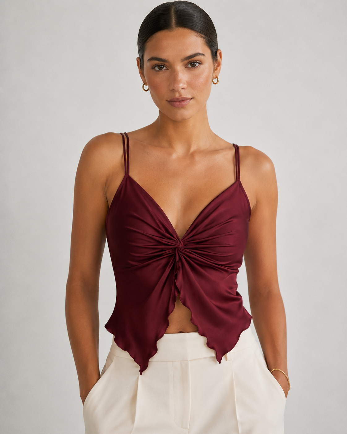 Crisscross Twist Front Backless Sleeveless Crop Top