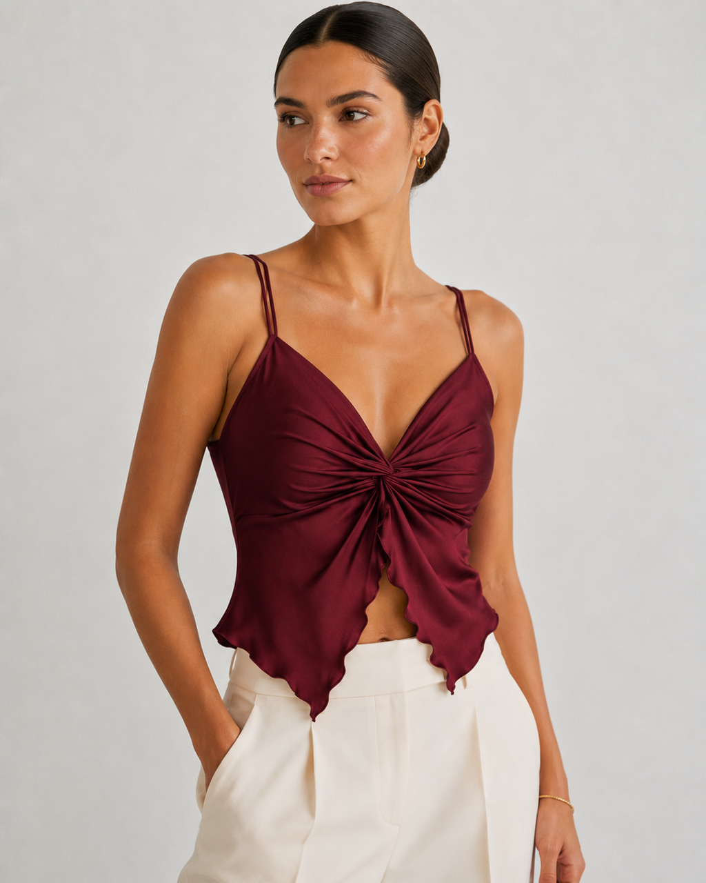 Crisscross Twist Front Backless Sleeveless Crop Top