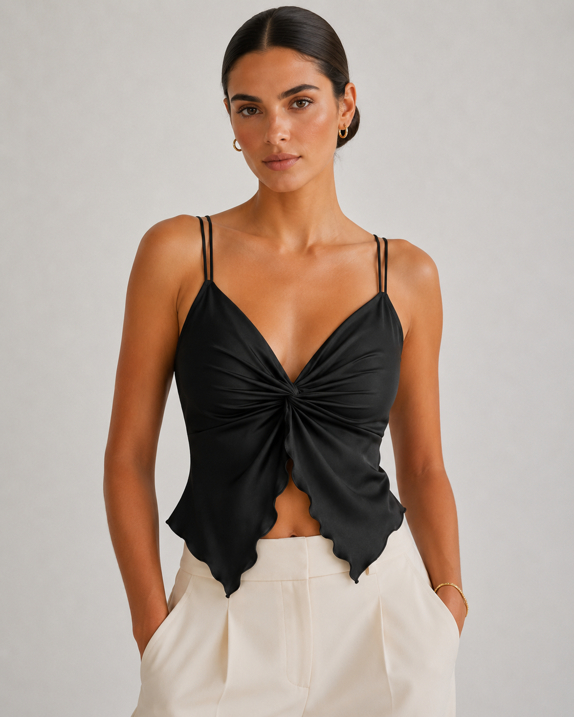 Crisscross Twist Front Backless Sleeveless Crop Top