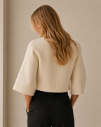 Cropped Crew Neck Knit Bolero Cardigan