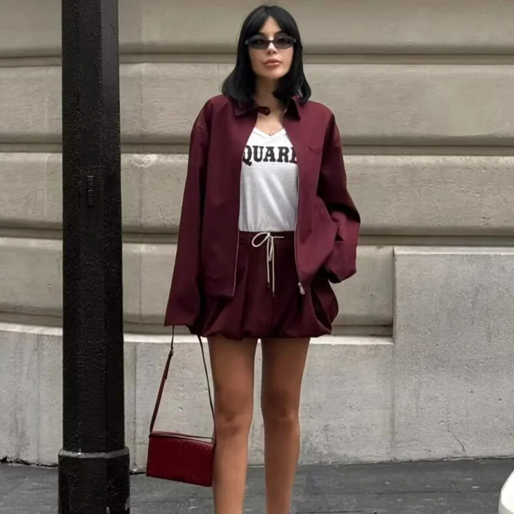 Cropped Jacket and Lantern Mini Skirt Co-ord Set