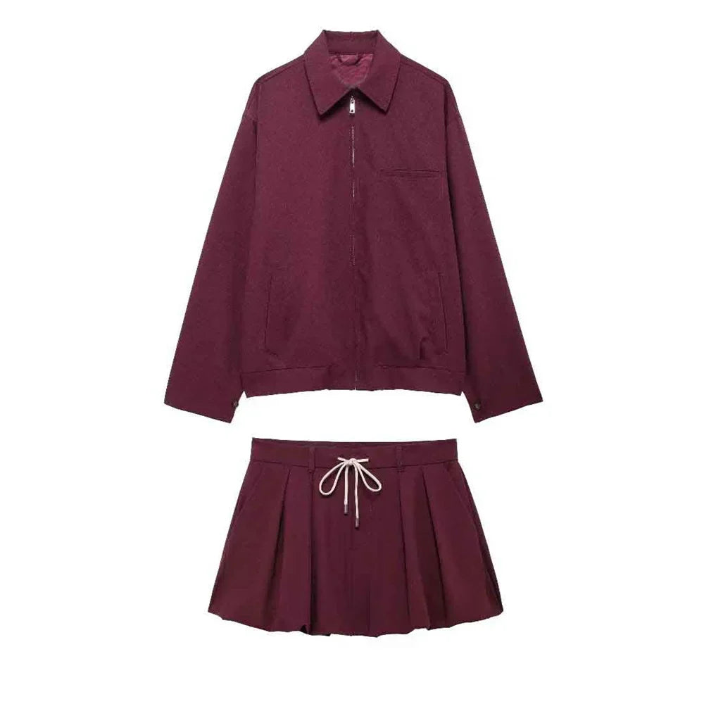 Cropped Jacket and Lantern Mini Skirt Co-ord Set