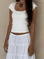 Cropped Top with Lace Trim