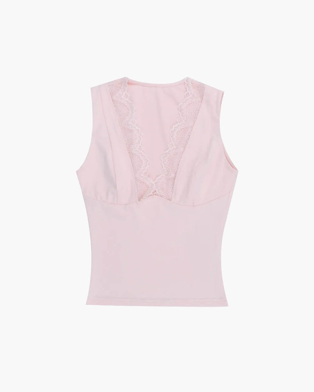 Deep V-Neck Lace Panel Cami Top