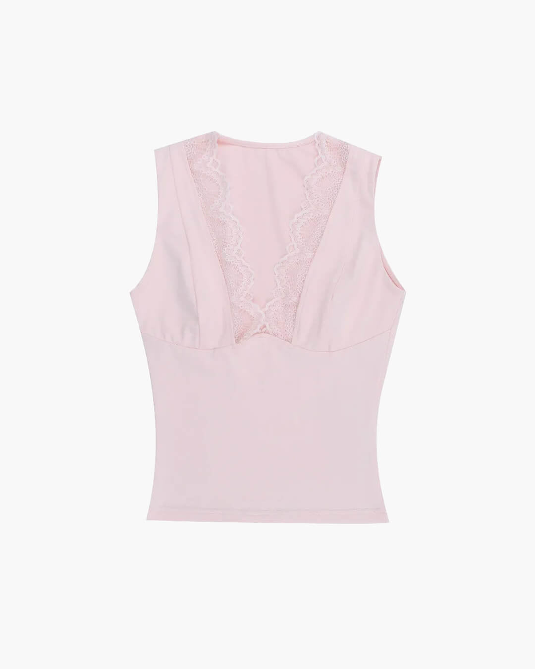 Deep V-Neck Lace Panel Cami Top
