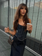 Denim Bustier Corset Halter Top