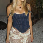 Denim Bustier Corset Halter Top