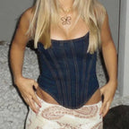 Denim Bustier Corset Halter Top