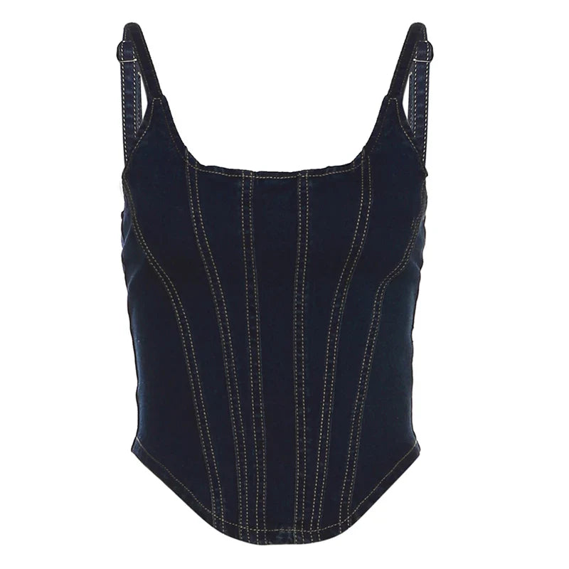 Denim Bustier Corset Halter Top