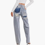 Distressed High-Waist Denim Jeans