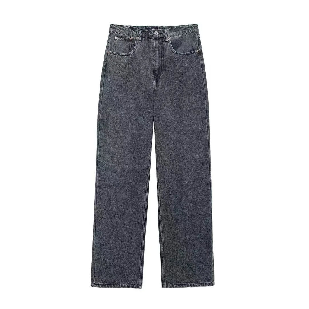 Distressed High-Waist Denim Jeans