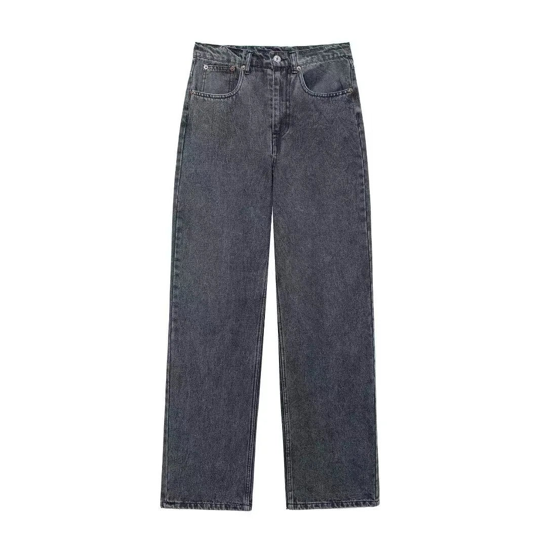 Distressed High-Waist Denim Jeans