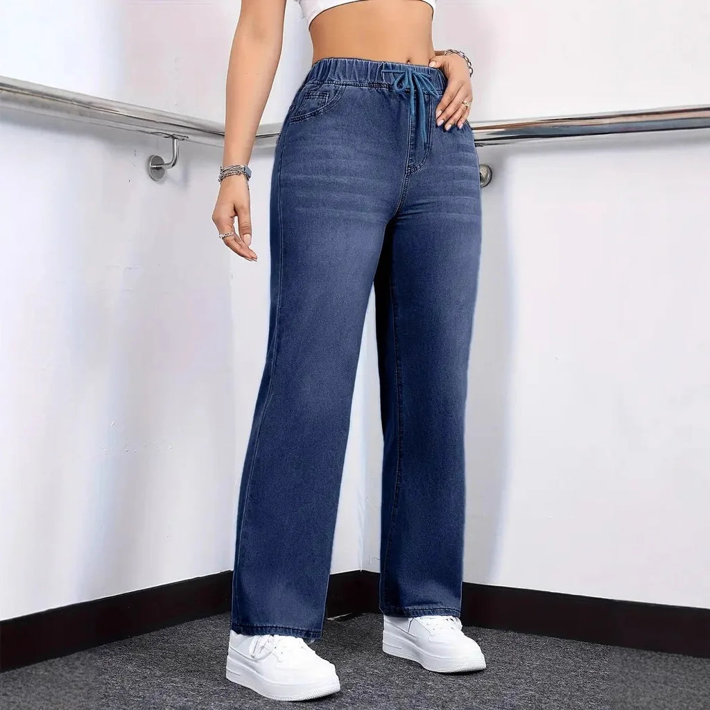 Elastic Waist Denim Trousers