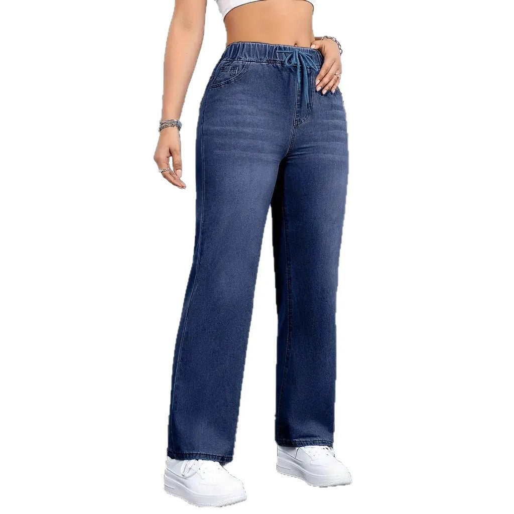 Elastic Waist Denim Trousers