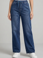 Elastic Waist Denim Trousers