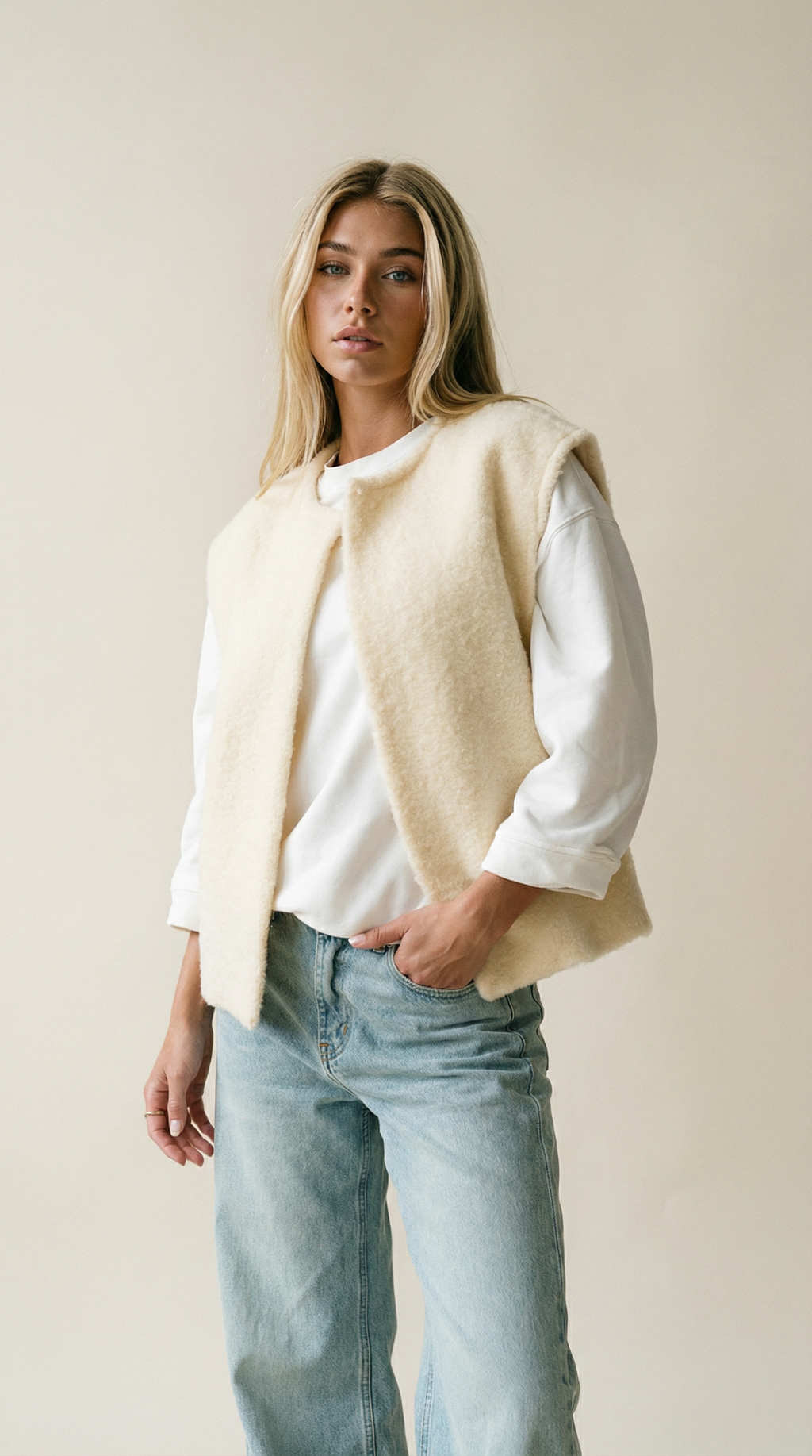 Faux Shearling Sleeveless Vest