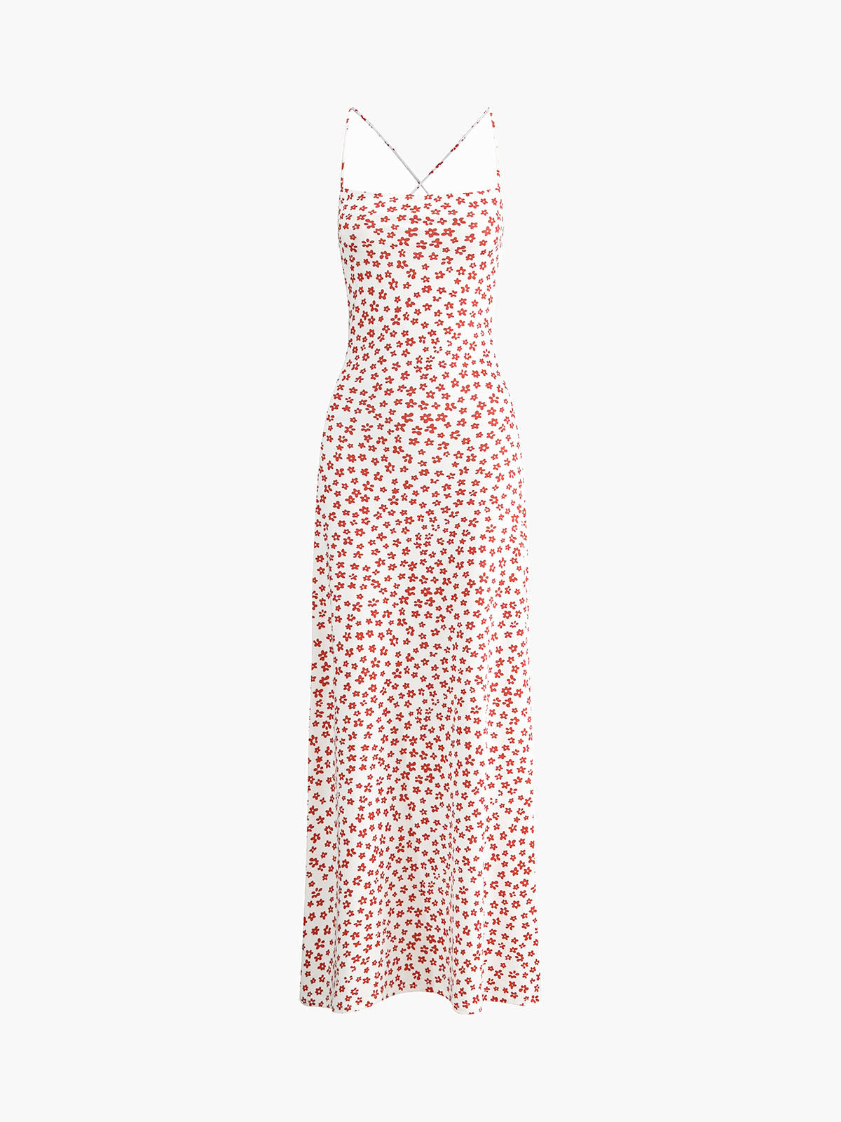 Floral Print Crisscross Strappy Maxi Dress